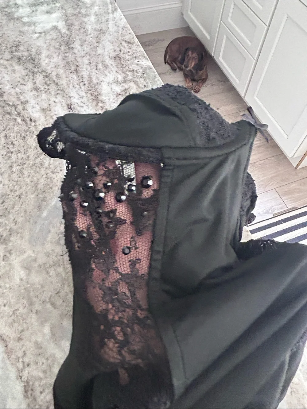 VDP Italian Lace-Trim Slip Dress with sawarorski crystals Accents Total Elegance